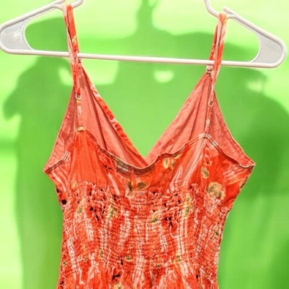 Raviya Floral Orange Sundress adjustable strap LARGE length 32in pit to pit 15in - Picture 5 of 6